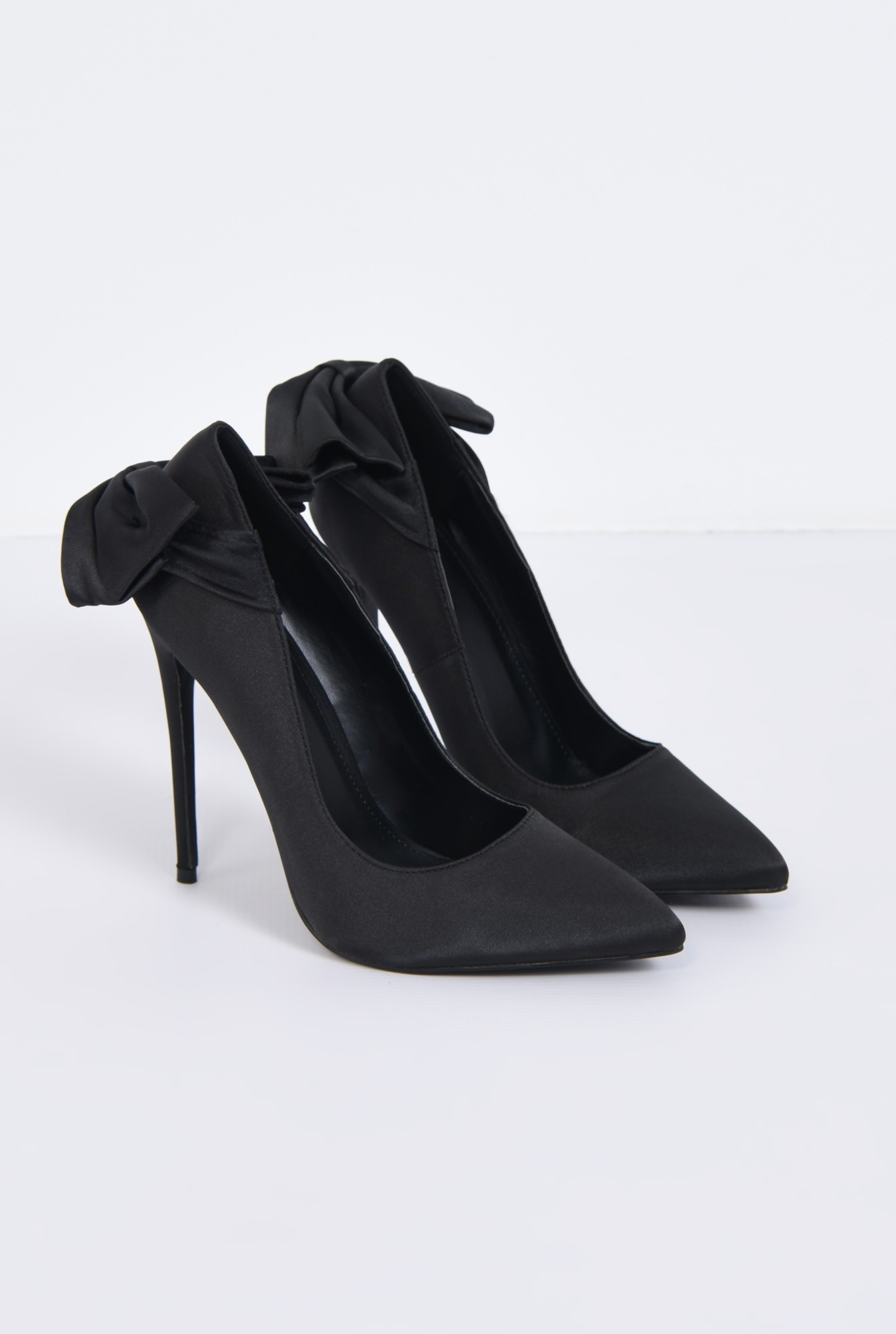 1 - pantofi eleganti, negru, satin, stiletto