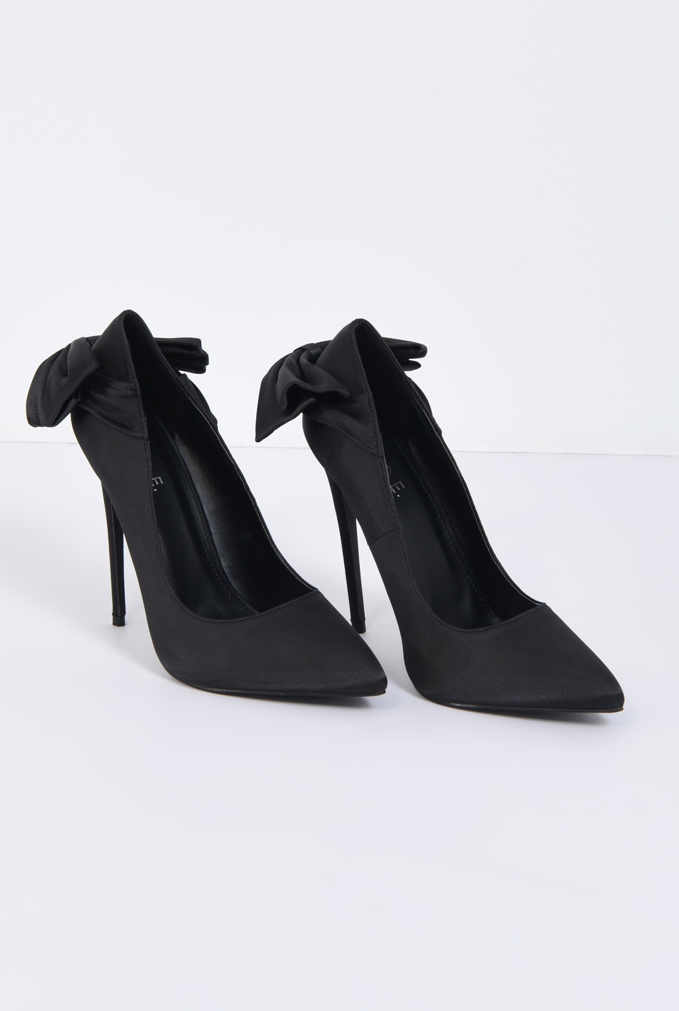 3 - pantofi eleganti, negru, satin, stiletto
