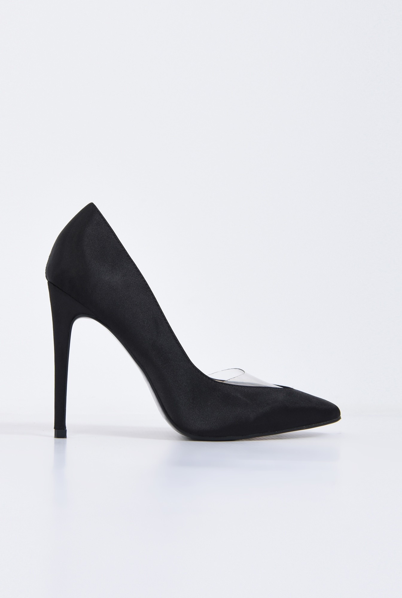 0 - pantofi eleganti, negru, satin, stiletto