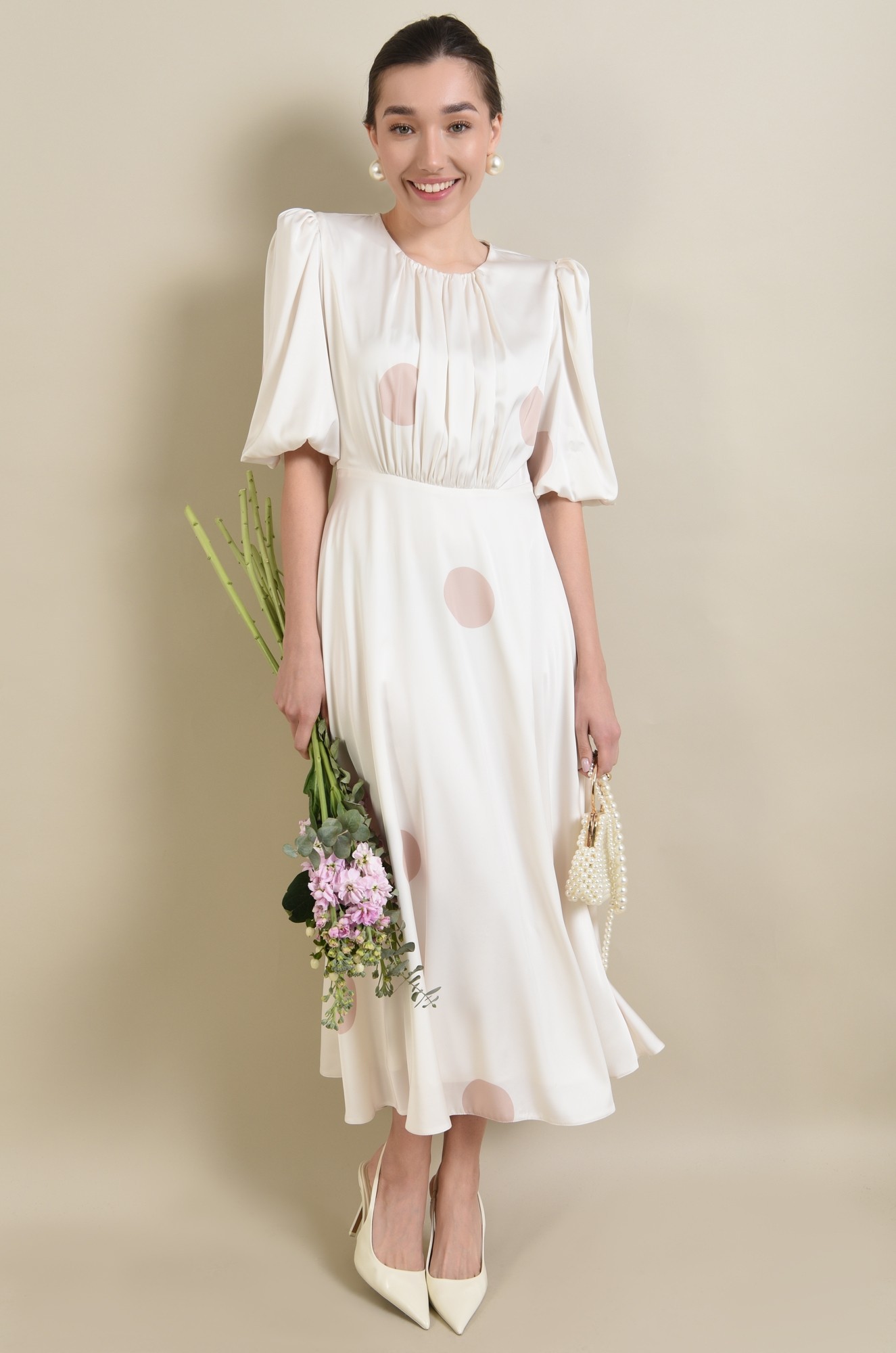 6 - ROCHIE MIDI CU MANECA SCURTA BUFANTA