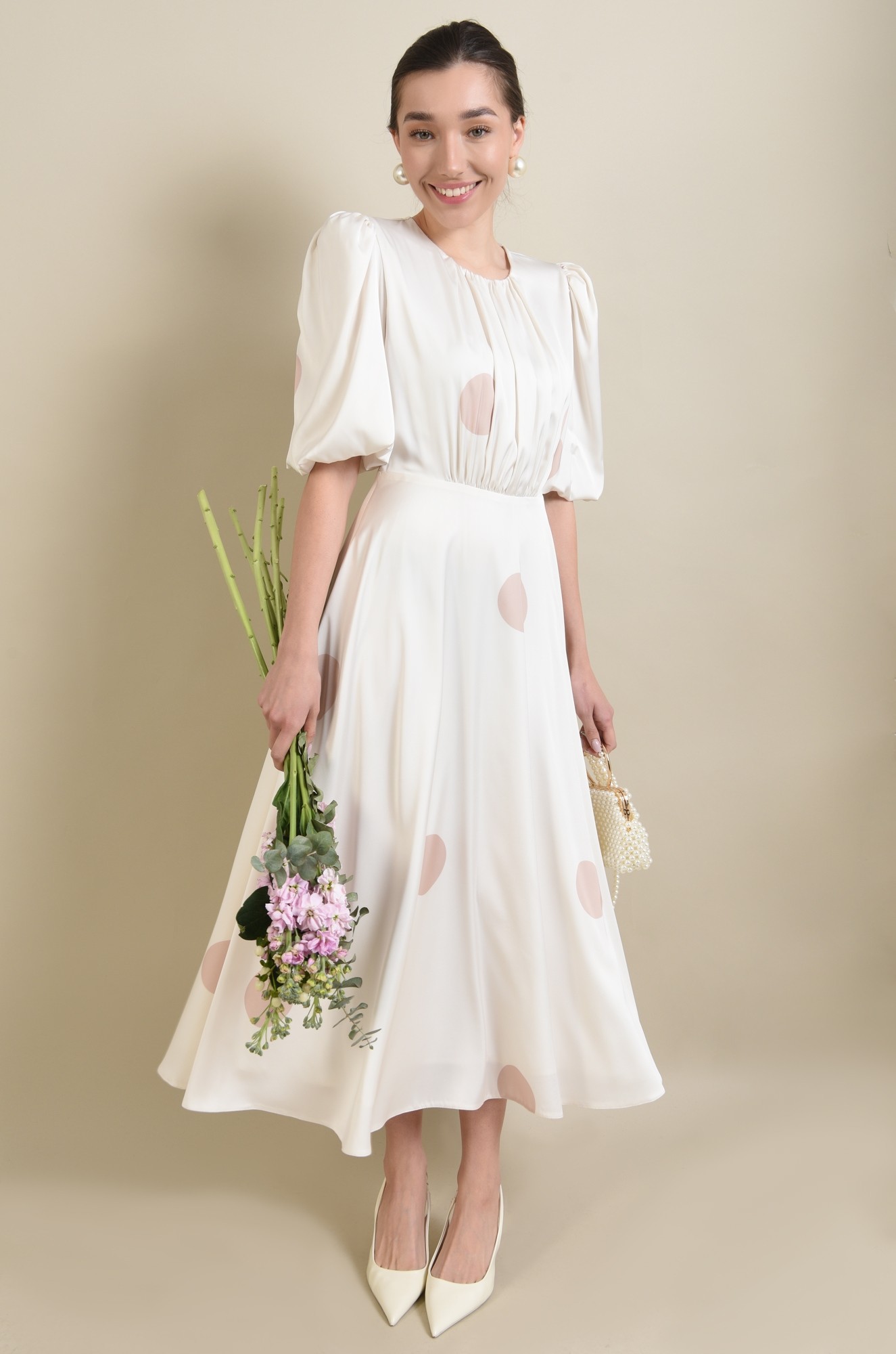 3 - ROCHIE MIDI CU MANECA SCURTA BUFANTA