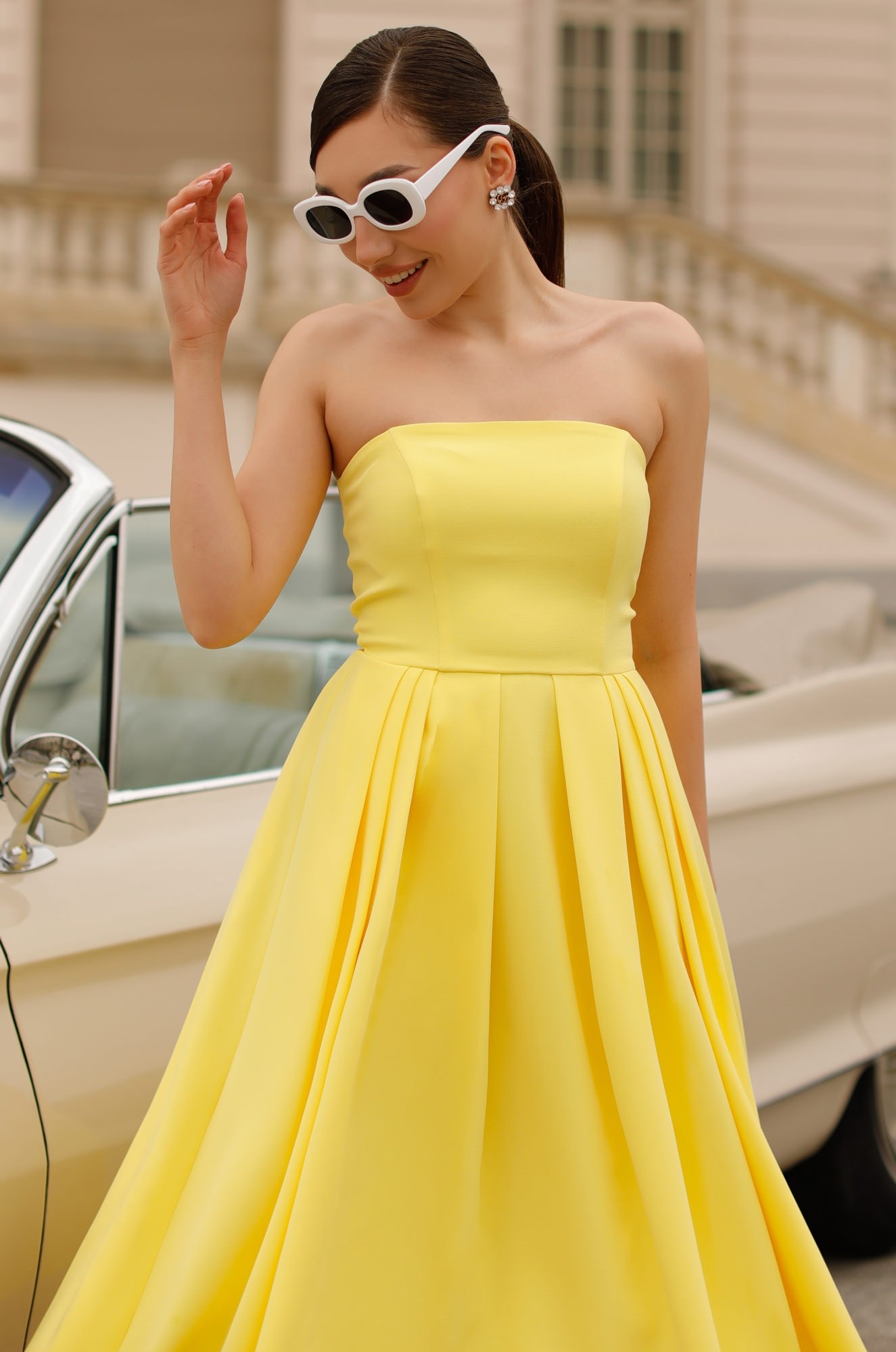 0 - ROCHIE ELEGANTA GALBENA TIP CORSET