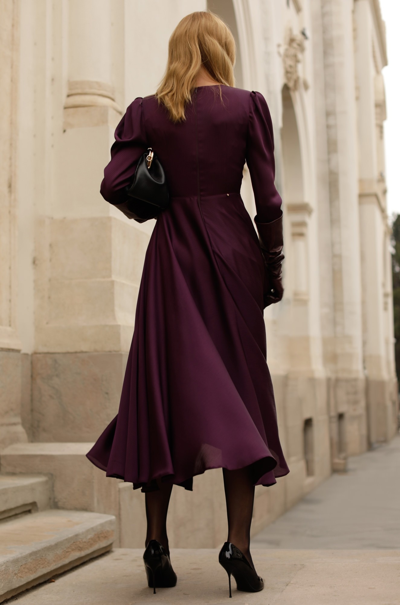 2 - ROCHIE CASUAL MAUVE CU TALIE CAMBRATA