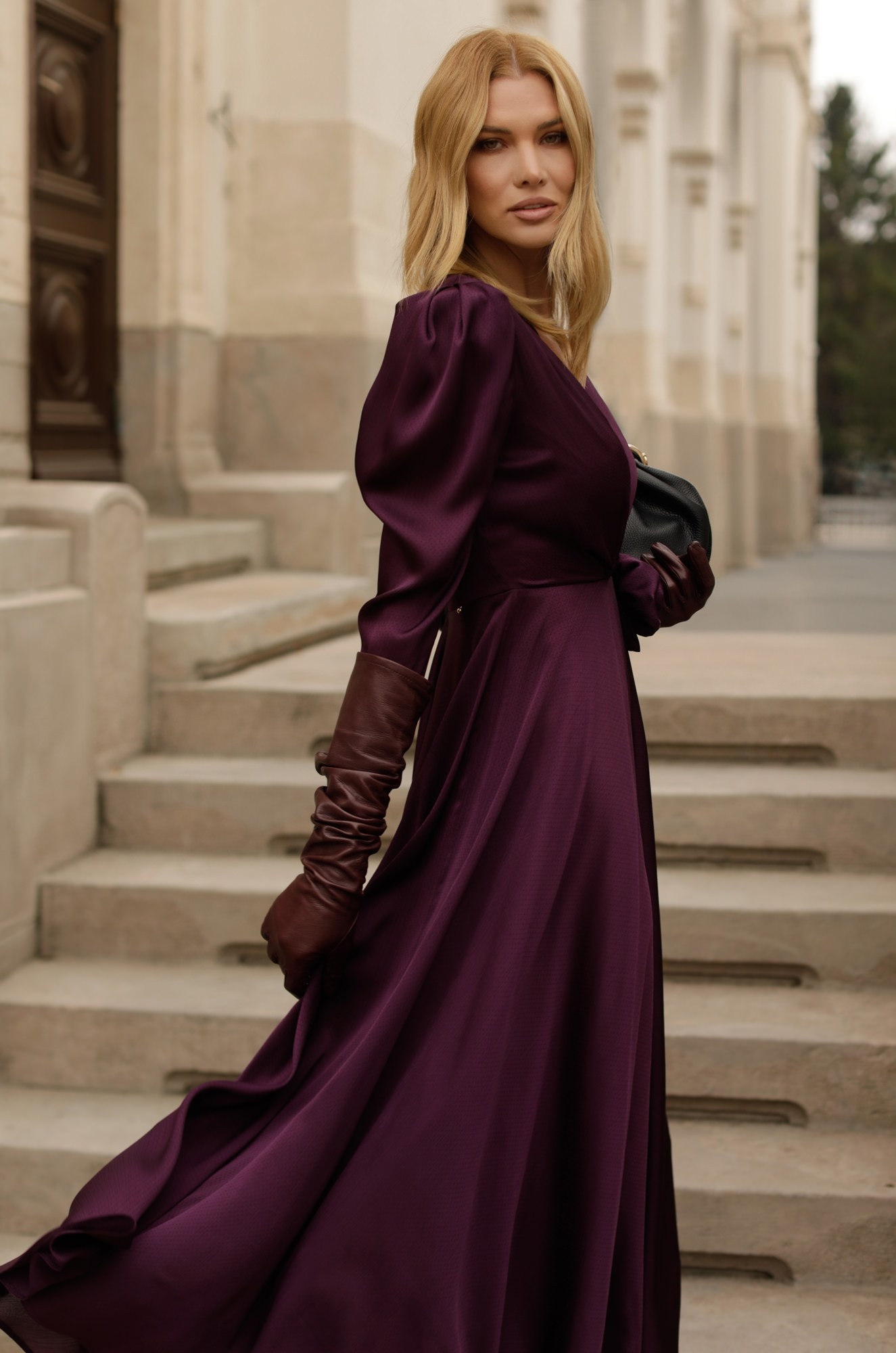 3 - ROCHIE CASUAL MAUVE CU TALIE CAMBRATA