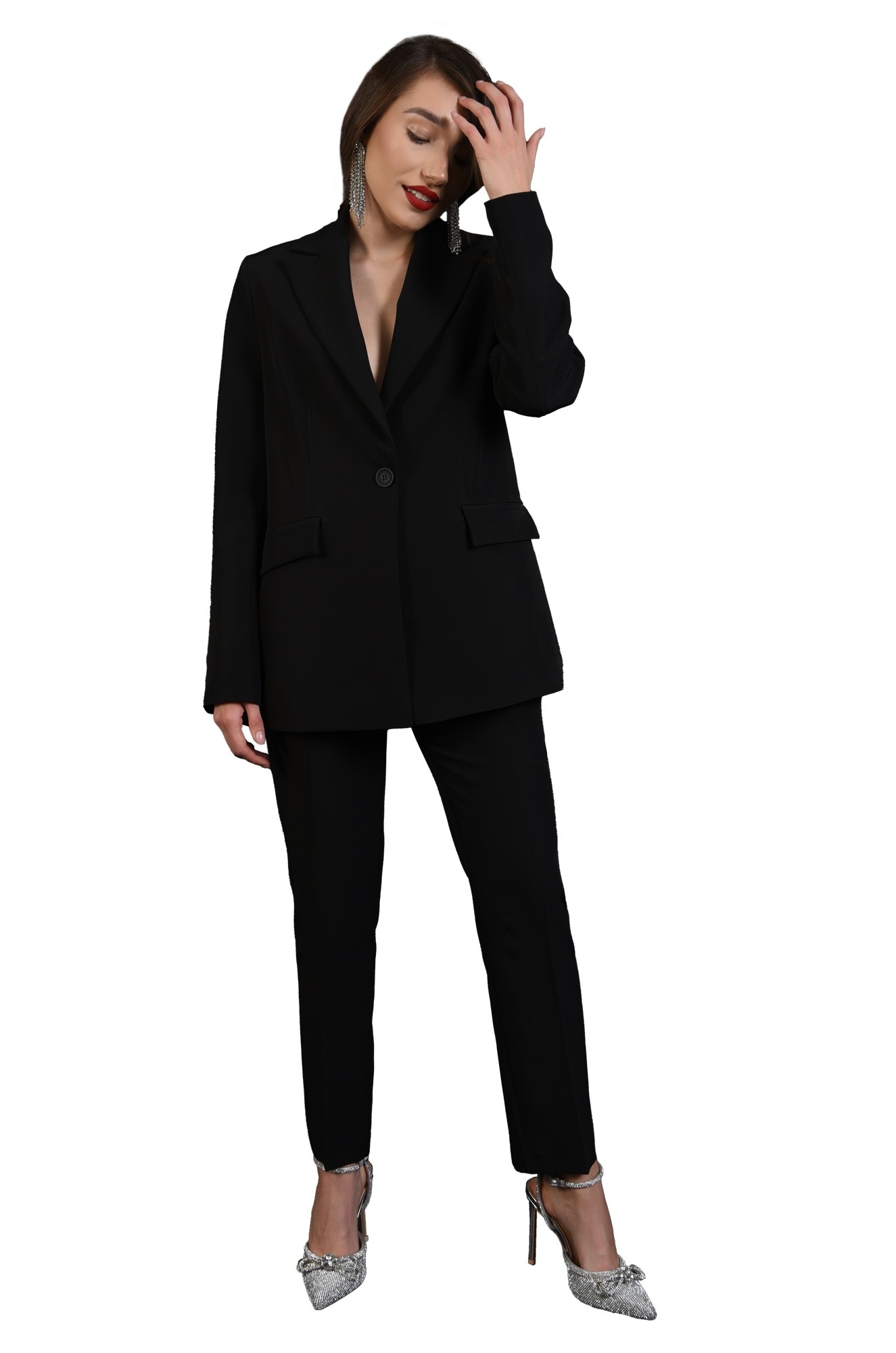 0 - PANTALONI CASUAL CU BUZUNAR DECORATIV