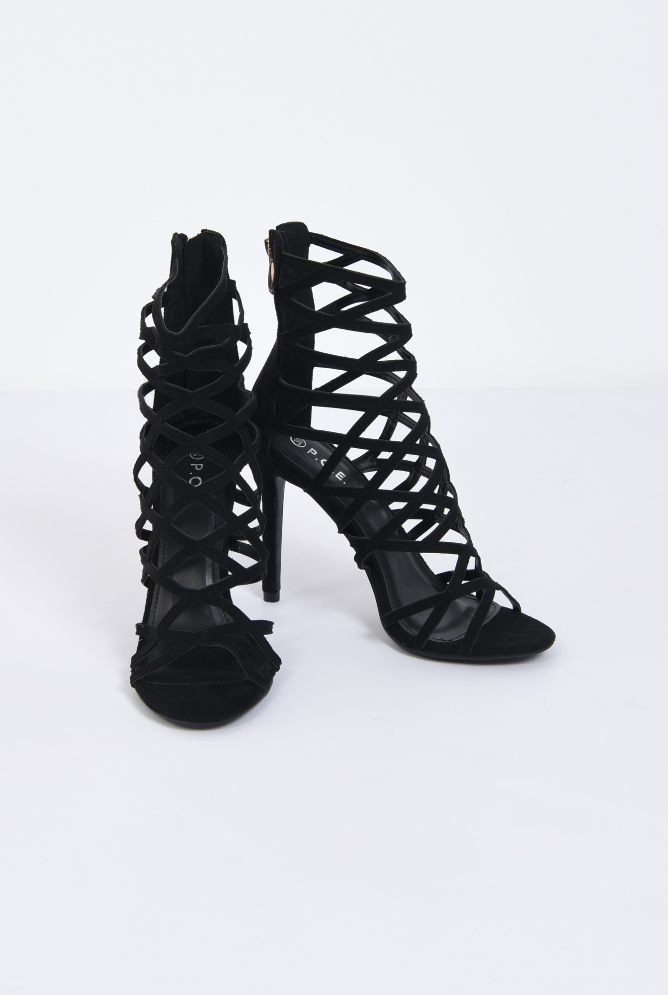 2 - sandale elegante, negru, stiletto
