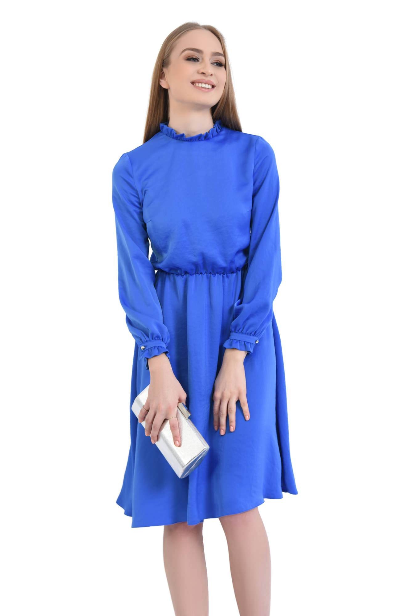 rochie eleganta, evazata, midi, albastru, rochii online