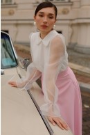 6 - BLUZA OFFICE ALBA CU PERLE LA GULER