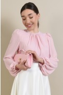 4 - BLUZA OFFICE ROZ CU PERLE LA DECOLTEU