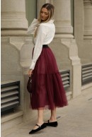 2 - FUSTA BURGUNDY CU ELASTIC NEGRU LA TALIE