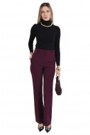 1 - PANTALONI BURGUNDY CU CROI DREPT