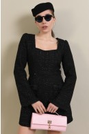 1 - ROCHIE NEAGRA CAMBRATA DIN STOFA