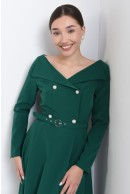 5 - ROCHIE CAMBRATA VERDE CU CENTURA 