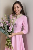 6 - ROCHIE ROZ CAMBRATA CU FUSTA EVAZATA