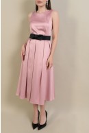 6 - ROCHIE ROZ MIDI CU PLIURI SI CENTURA