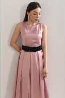 2 - ROCHIE ROZ MIDI CU PLIURI SI CENTURA