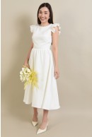 6 - ROCHIE MIDI ALBA CU DUBLURA DIN VISCOZA