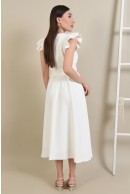 3 - ROCHIE MIDI ALBA CU DUBLURA DIN VISCOZA