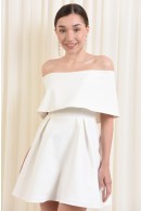 1 - ROCHIE ALBA ELEGANTA CU DECOLTEU PE UMERI